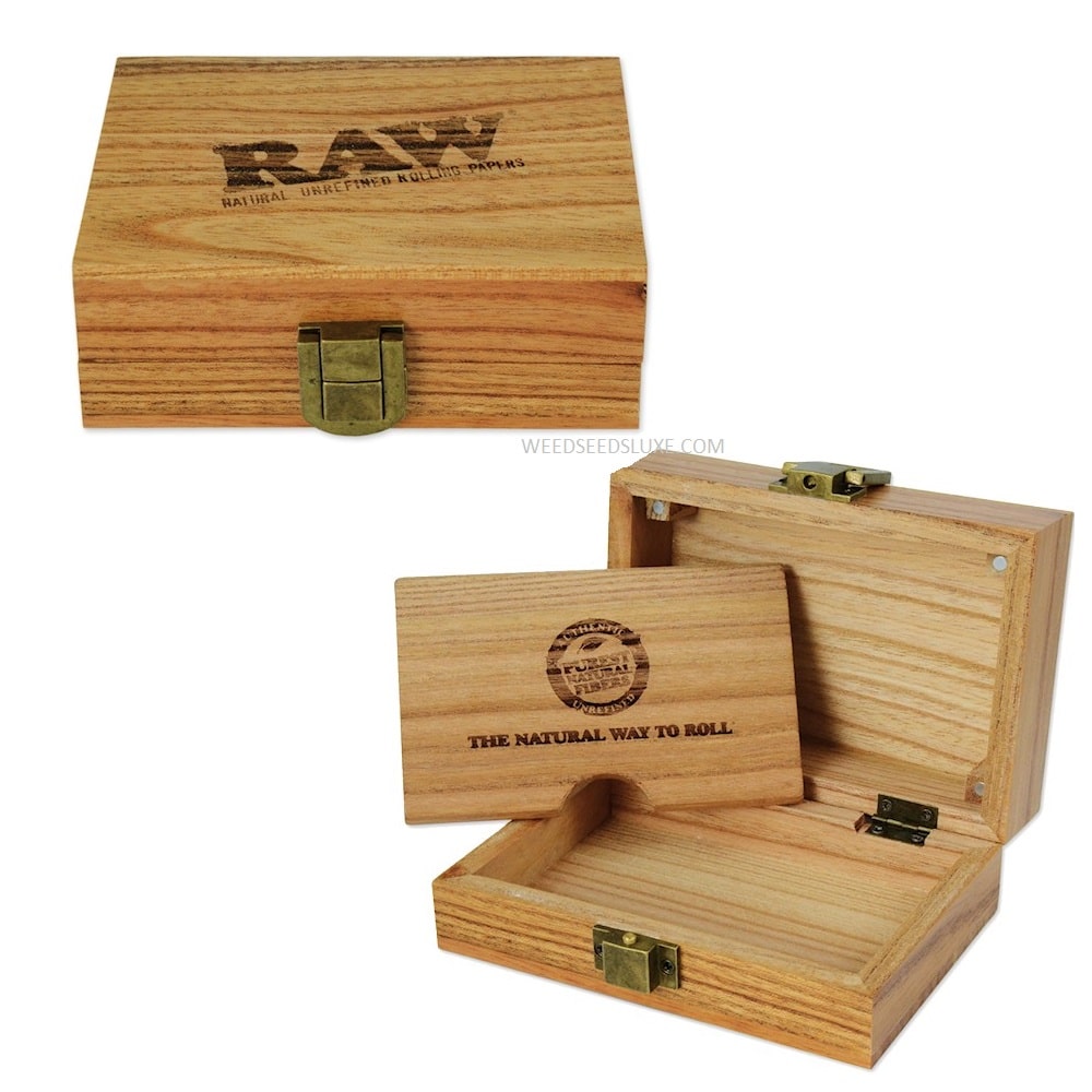 Boîte de rangement en bois RAW pour accessoires du fumeur (12,6x8,5x5,1cm)