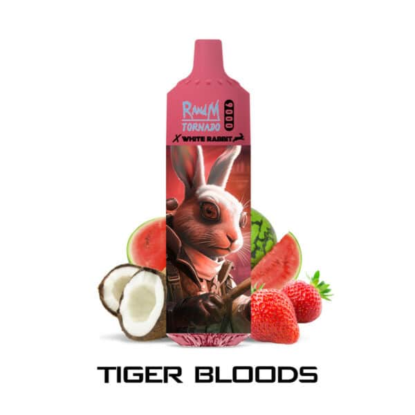 RandM Tornado White Rabbit 9000 puffs tigers blood