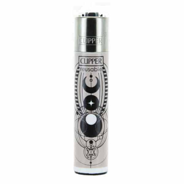 Briquet Clipper Astro Skull Gris