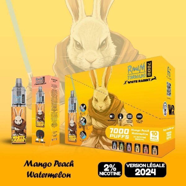 Puffs 7000 White Rabbit Mango Peach Watermelon