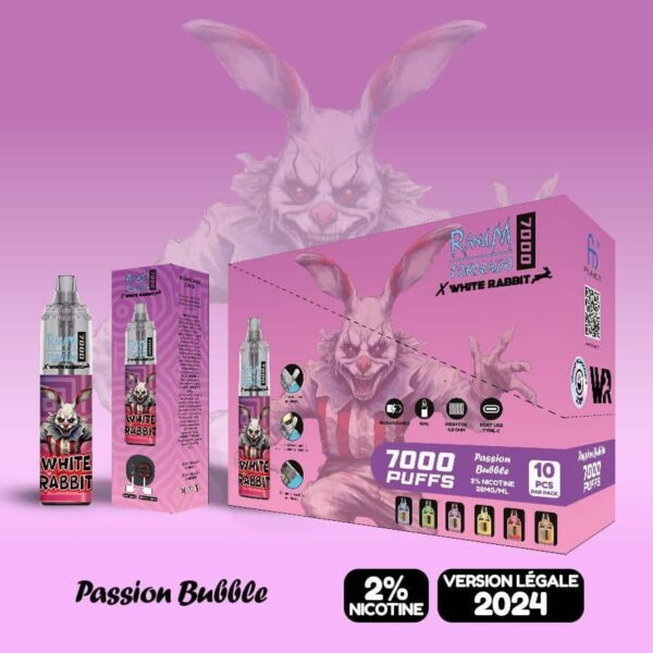 Puffs 7000 White Rabbit Passion Bubble