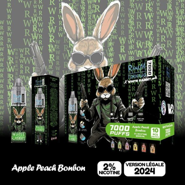 Puffs 7000 White Rabbit Apple Peach Bonbon