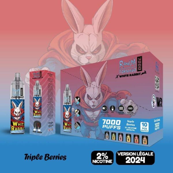 Puffs 7000 White Rabbit Triple Berries