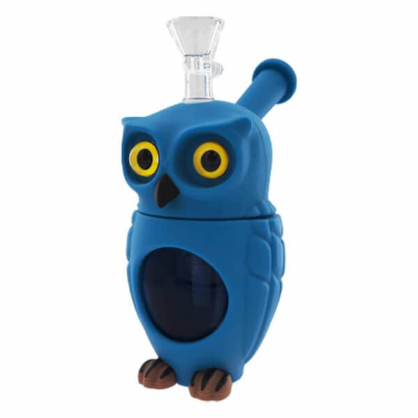 Bong Hiboux Silicone Bleu