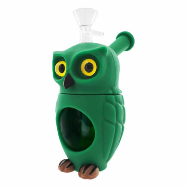 Bong Hiboux Silicone Vert