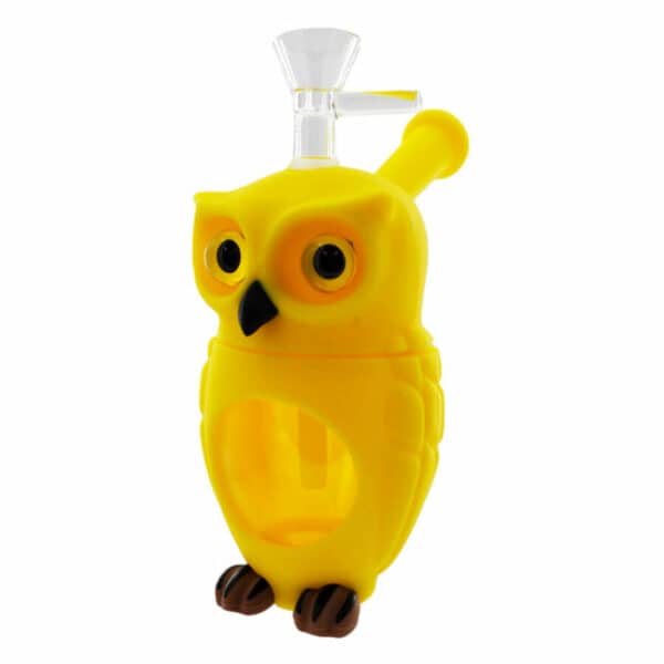 Bong Hiboux Silicone Jaune